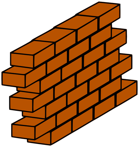 Red brick wall with bricks sticking out vector clip art