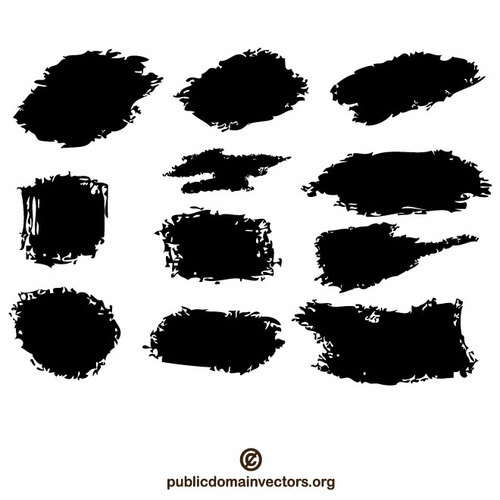 Black brush strokes set