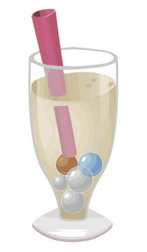 Color drawing of a bubbly in champagne glass