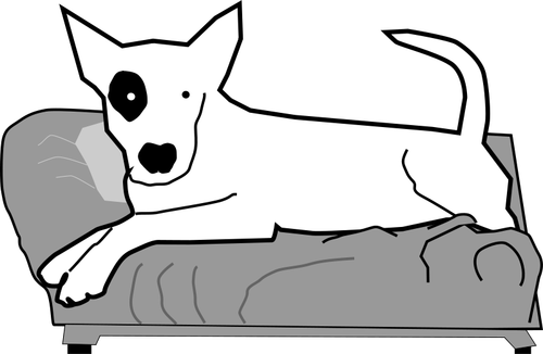 Vector graphics of bullterrier on the bed