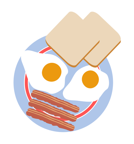 Egg med ristet brød og bacon