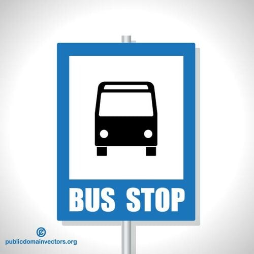 علامة زرقاء لعلامة توقف الحافلة
