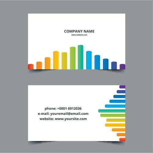 Business card layout with chart columns