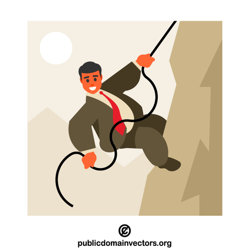 Businessman climbing a mountain