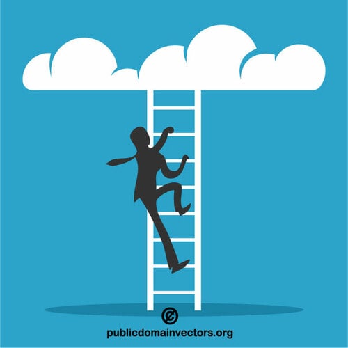 Businessman climbing the ladder