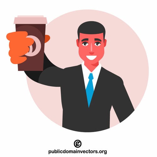Businessman hold cup of coffee
