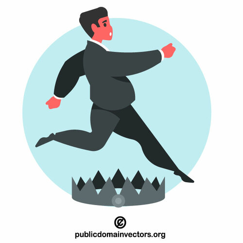 Businessman jumps over trap