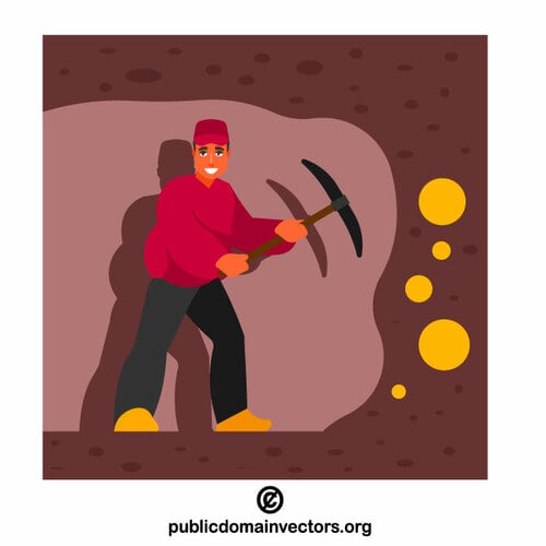 A miner is mining gold