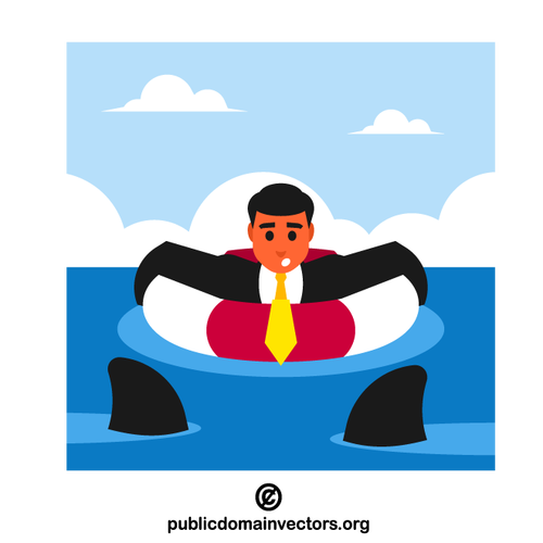 Businessman on a floating ring