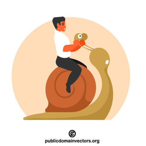 Businessman riding on a snail