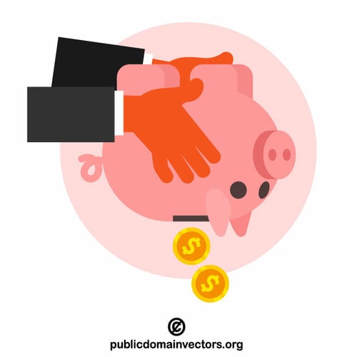 Hands shaking a piggy bank