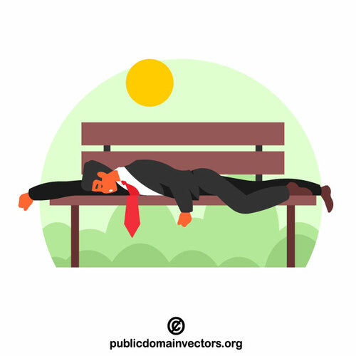 Businessman sleeping on the bench