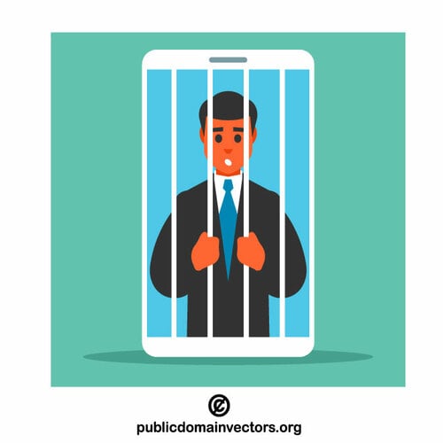 Businessman trapped on the smarphone