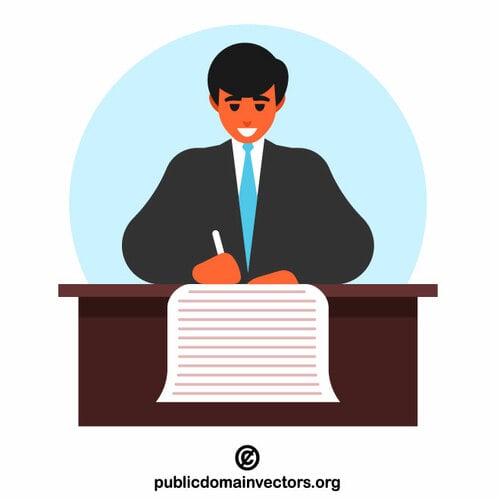 A man is signing a report