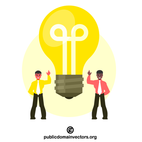 Businessmen with a yellow light bulb