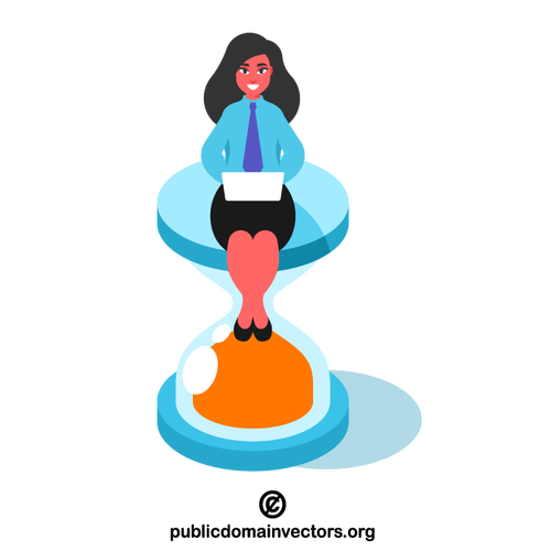 Businesswoman sitting on the hourglass