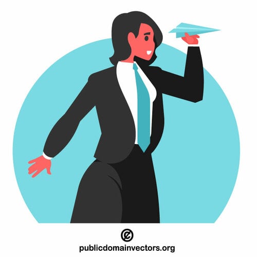 Businesswoman with a paper airplane