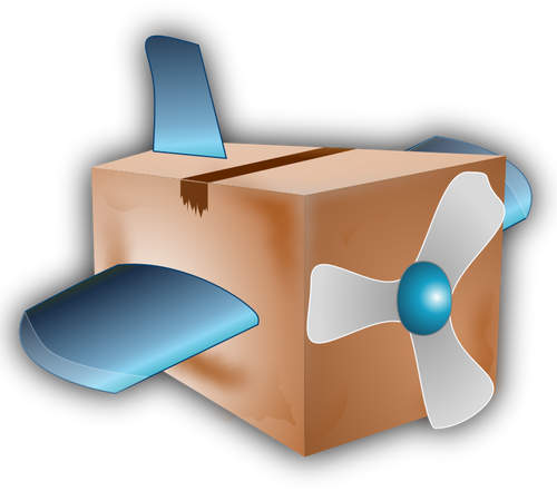 Vector image of carton box propeller plane