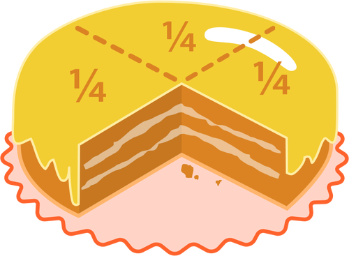 Gâteau coupé en quatre