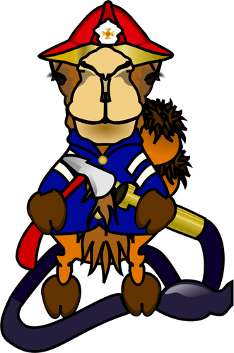 Vector clip art of camel the firefighter