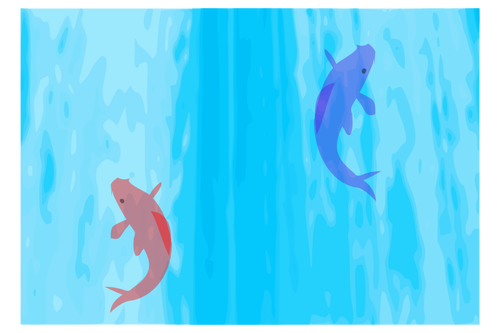 矢量图形的鲤鱼爬上瀑布