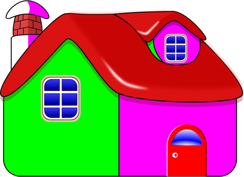 矢量图形的七彩光泽的房子