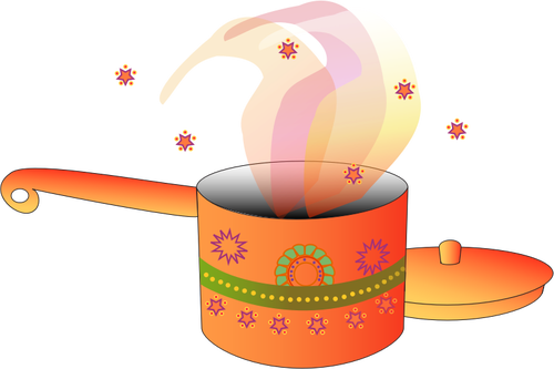 Image of decorated cooking pot with lid