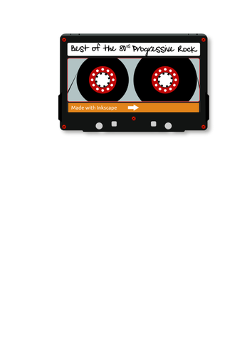 Audio cassette met progressieve rock muziek vector illustraties