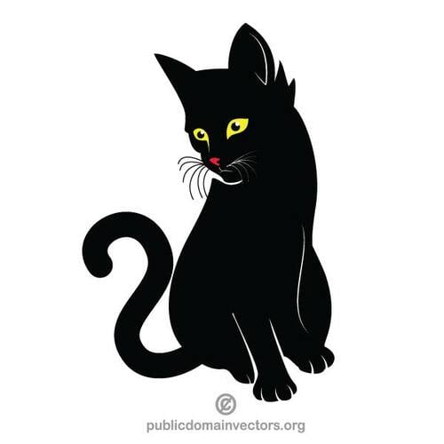 Černá kočka Klipart