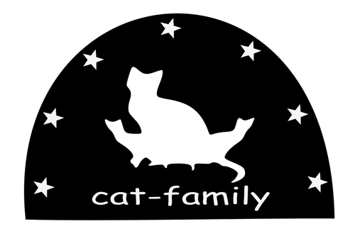 Graphics of cat family logo in black and white