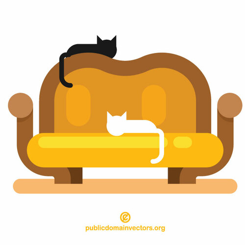 एक सोफे पर बिल्लियों
