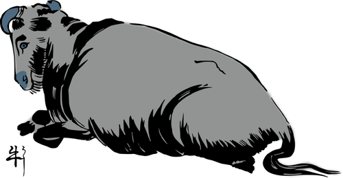 Vector clip art of laying cattle