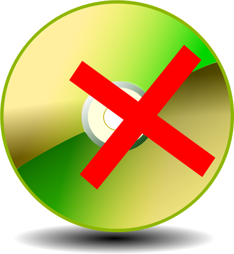 Vektor seni klip hijau mengkilap CD ROM unmount tanda dengan bayangan