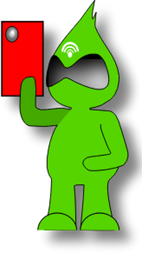 Prediseñadas de vector del personaje del monstruo verde con una tableta