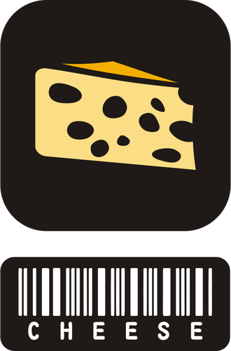 Clipart vectorial de etiqueta engomada de dos piezas de queso con código de barras
