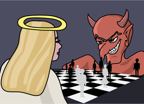 Juego de ajedrez de demonio vs Ángel