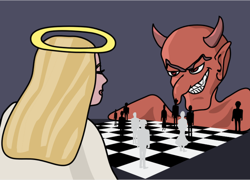 Demon vs angel chess game