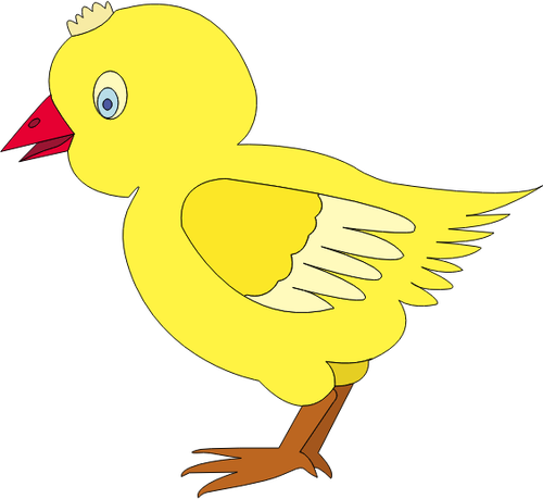 Vector image of small chick with a yellow hairstyle