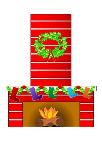 Christmas fireplace vector