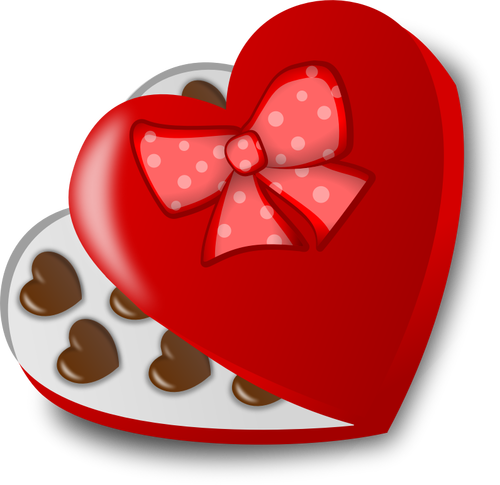 Heart-shaped box of chocolates vector illustration