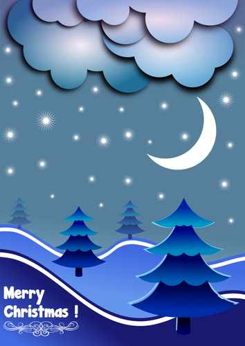 Синий рождественские деревья поздравительных открыток рисунок