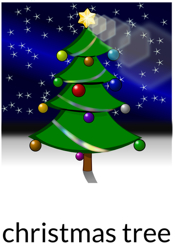 Christmas tree with light effects vector drawing | Public domain vectors