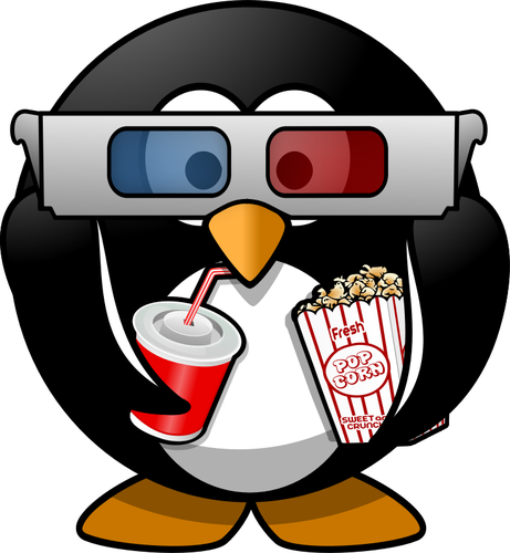 Ilustración de vector de pingüino de espectador de cine