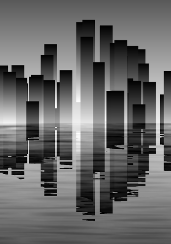 Город на фоне линии горизонта отражение векторное изображение