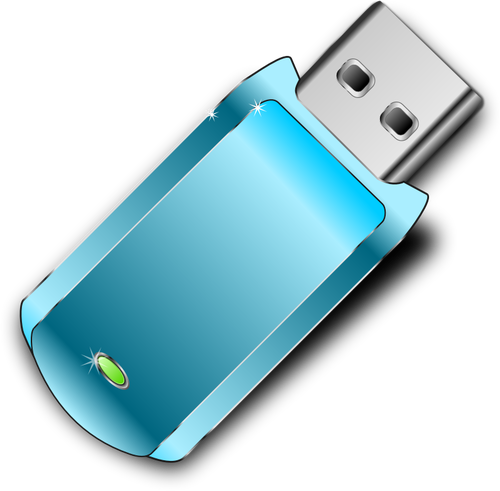 光沢のある青い USB スティックのベクトル グラフィック