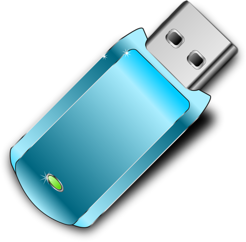 Vector graphics of shiny blue USB stick