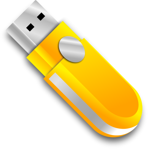 很酷的黄色 USB 棒的矢量图像
