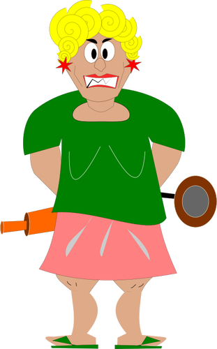 Grafik av arga hemmafru med en brödkavel