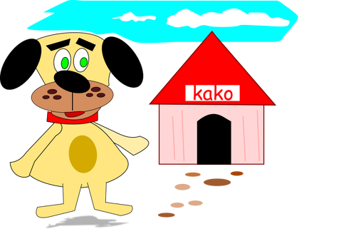 Cartoon dog and house