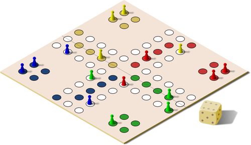 Illustrazione vettoriale di ludo gioco da tavolo